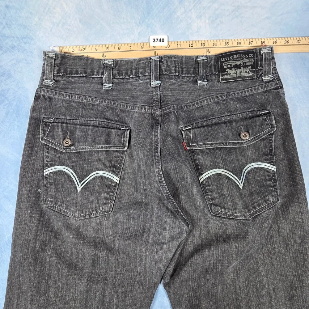 Vintage Y2K Levis 569 Loose Straight Jeans Mens 38x32 Black Faded